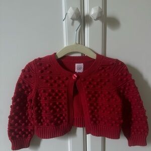 GAP Red Crochet Sweater Short Sleeve
